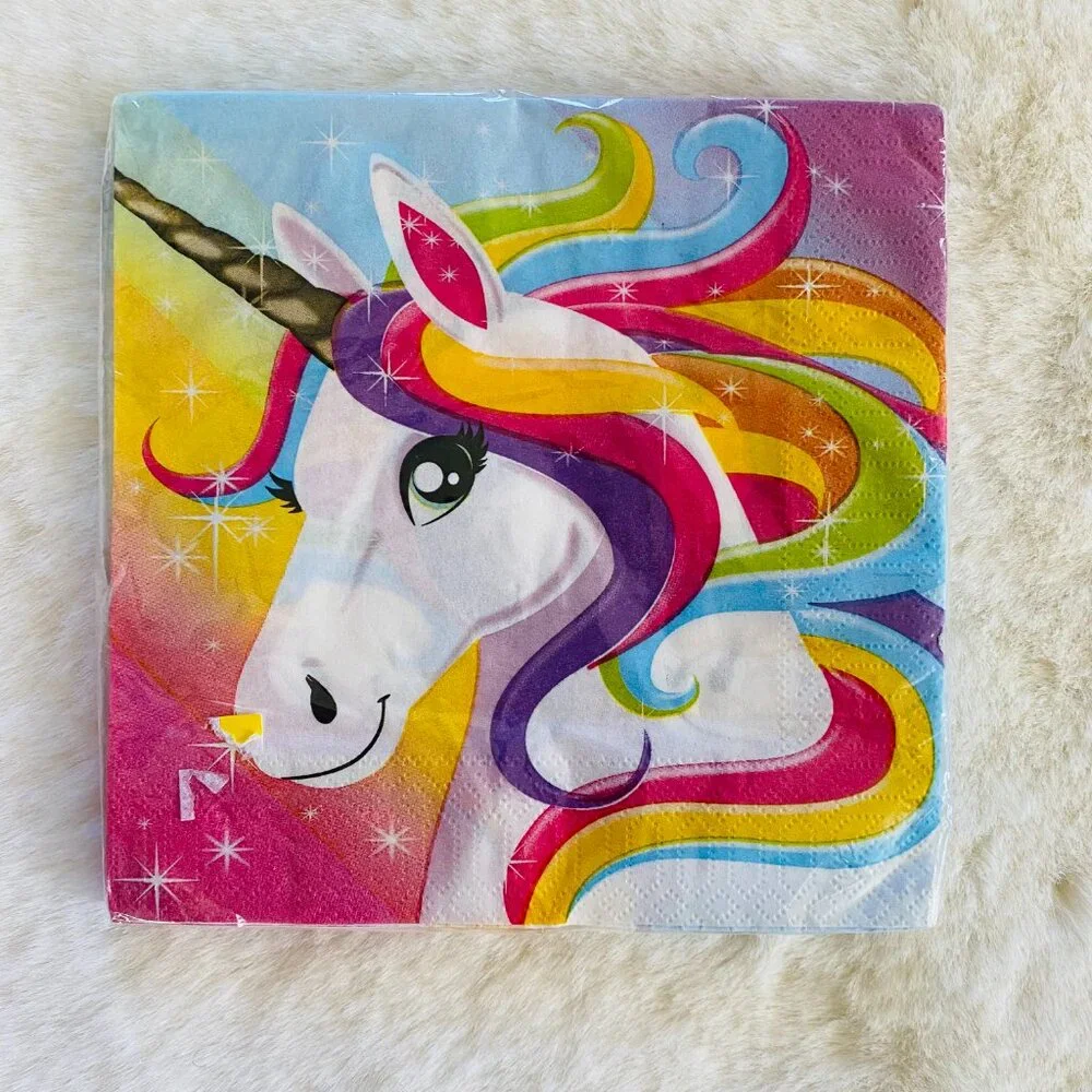 Unicorn Birthday Party Bundle w/Plates, Napkins, Cups, Cake Topper & More